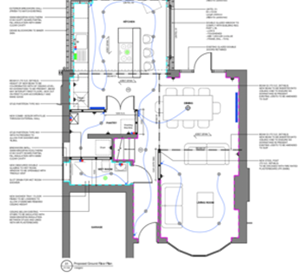 Top view of architectural plans for house in Birmingham